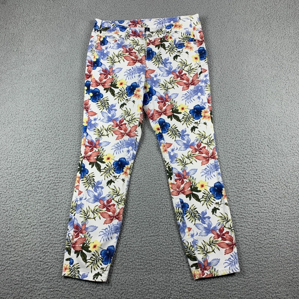 Tommy Bahama Pants Womens 8 (Fits 31x26) White Floral Eros Botanical Ankle Jeans